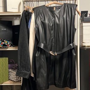 ZARA faux leather shift dress with belt. NWT SIZE XL